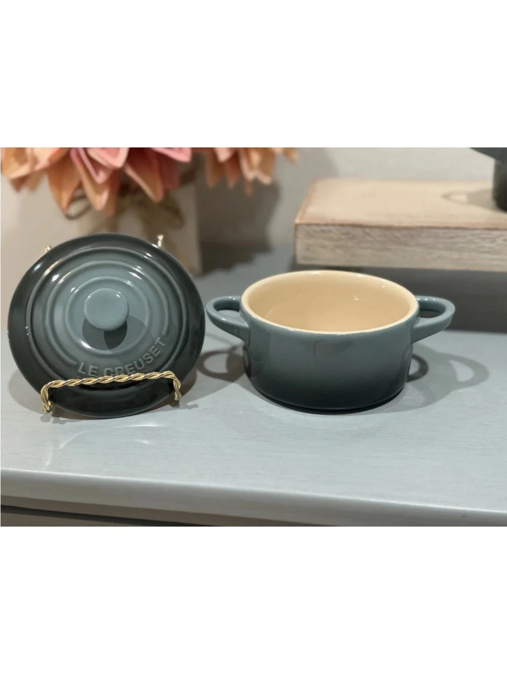 Rare! Le Creuset Mini Cocotte w/ Lid - 8 Oz - Ocean - NIB Set Of 2